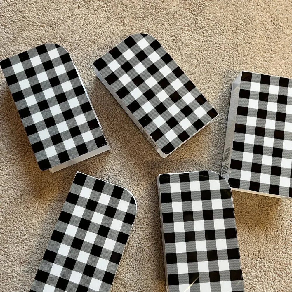Checkered Black White Desktop Pen Pencil Holder‎ Set of 5 (NEW)